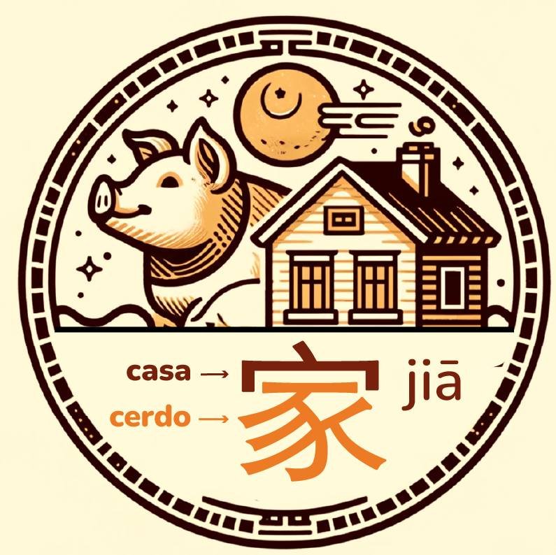 家 (jiā): el carácter chino para «hogar»